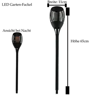 LED Solar Gartenfackel 1x 1 Stück Höhe 63cm Durchmesser 11cm Flackerlicht Garten