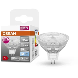 Osram Superstar Reflektorlampe für GU5.3-Sockel, klares Glas,Kaltweiß (4000K), 345 Lumen, Ersatz für herkömmliche 35W-Leuchtmittel, dimmbar, 1-er Pack, Kaltweiß