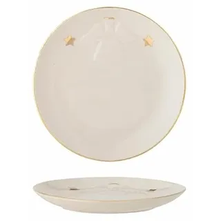 Bloomingville Starry Teller in weiß mit Sternenmuster aus Steingut, Durchmesser: 16cm