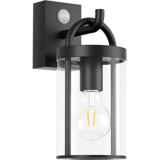 Klighten Außenwandleuchte Vintage Industrial, Wandleuchte Außen mit Bewegungsmelder, E27 Außenlampe, Aluminium Wandlampe Industrie, für Terrasse Garten, 40W Max, IP44,Schwar, ohne Leuchtmitte