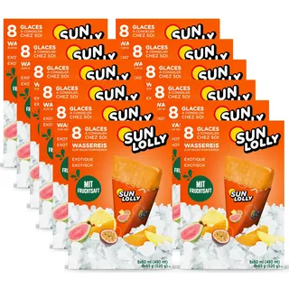 Sun Lolly Wassereis Exotisch 12er Vorratspack | Mit Fruchtsaft | Zum Selbsteinfrieren | Ohne künstliche Aromen | Frei von Süßungsmittel | Laktosefrei | Glutenfrei | 12 x 480ml
