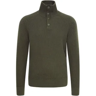 Troyer CASUAL FRIDAY "Troyer CFKRISTIAN 0162 ribbed high neck knit", Herren, Gr. S, grün (deep depths), Grobstrick, Obermaterial: 100% Baumwolle CO., unifarben, Basic, normal, Pullover Troyer
