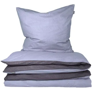 SCHIESSER Doubleface Unifarben Blau 155 x 220 cm + 80 x 80 cm