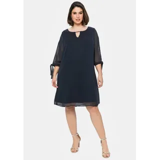 sheego Chiffonkleid Etuikleid Blau 46