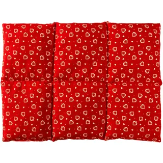 Rapssamenkissen groß 40x30cm 6-Kammer - Herzen-rot - Wärmekissen Körnerkissen z.B. als Rückenkissen & Bauchkissen - Rapskissen 30x40 - Herzen-rot