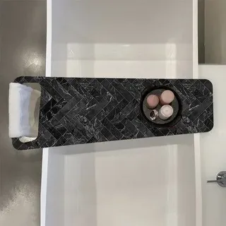 Marmor Anthrazit, Badewannenablage Alu-Verbund 6mm - 105/91x35 cm (BxH)