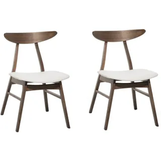 Beliani Stuhl 2er-Set Gummibaumholz Weiß Lynn , Holz , 49x78x47 cm , Esszimmer, Stühle