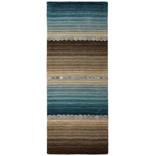 Cazaris Orientteppich , Blau, Grau , Textil , Streifen , rechteckig , 80x300 cm , für Fußbodenheizung geeignet , Teppiche und Böden, Teppiche, Orientteppiche