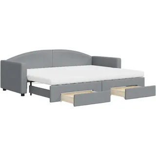 Tagesbett Ausziehbar mit Schubladen Hellgrau 80x200 cm Stoff - Grau, Hellgrau