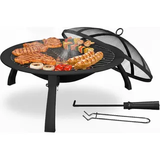 relaxdays Feuerschale mit Grillrost