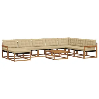 vidaXL Outdoor-Sofagarnitur 9 pcs Natur und Beige Massivholz Akazie - Braun