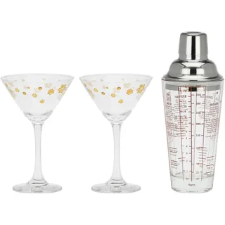 THUN - 2er Set Martini-Gläser mit Shaker Weihnachtsüberraschungen