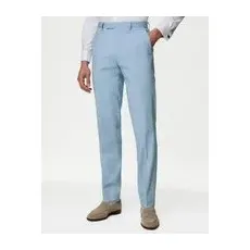 Mens M&S Collection Pantalon coupe ajustée fabriqué en tissu italien, doté de la technologie Linen MiracleTM - Light Blue, Light Blue - 42-SHT