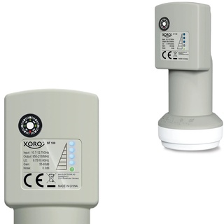 Xoro Single LNB mit integriertem SAT-Finder, SF100, ideal für Camping, schnelle und einfache Ausrichtung, Anzeige der Signalstärke direkt am LNB