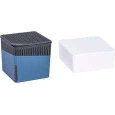 WENKO Raumentfeuchter Cube, Blau & Nachfüller Raumentfeuchter Cube, Nachfüllpack für Luftentfeuchter, reduziert Schimmel & Gerüche, 1 kg Granulatblock, 12 x 5 x 12 cm, Weiß