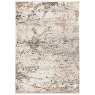 OBSESSION "My Memphis 381", grau, B:120cm H:8mm L:170cm, Polyester, Teppiche, Teppich, modernes Marmor 3D-Design, mit Fransen