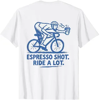 Espresso Shot Ride A Lot Fahrrad und Kaffee Design T-Shirt, Herren, Weiß, M