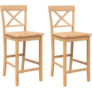 vidaXL Barhocker 2 Stk. Natur Massivholz Gummibaum - Braun