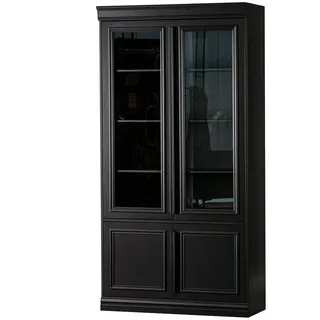 Woood Vitrine Organize aus Kiefernholz, modernes Design, Schwarz, höhenverstellbare Einlegeböden