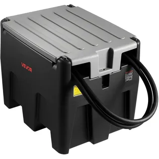 Vevor Tragbarer Dieseltank, 220 L Fassungsvermögen & 48L/min Durchflussrate, Gaskraftstofftank mit 12 V Transferpumpe & 4 m Gummischlauch, PE-Diesel-Transfertanks für Kraftstofftransport, Schwarz