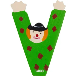 Holzbuchstaben Name Kinderzimmer groß Deko für die Tür, lustige Clowns, A-Z, Höhe ca. 9 cm, Holz Buchstabe 7361 (V)