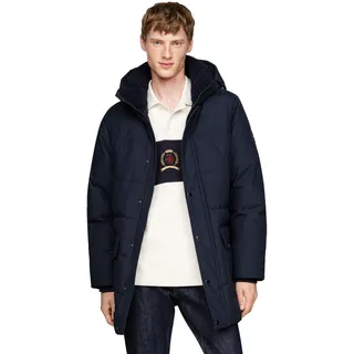 Tommy Hilfiger Herren Daunenmantel Rockie Utility Parka mit Knopfleiste, Blau (Desert Sky), S