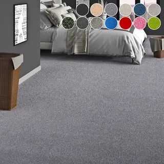 MY HOME Teppichboden »Zephyra, Schlinge, Made in Netherlands« rechteckig 8 mm Höhe Uni Farben, Breite 400 cm, strapazierfähig, Wohnzimmer, Schlafzimmer, grau