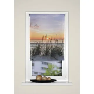 HOME WOHNIDEEN Raffrollo »EVENING« mit Hakenaufhängung ohne Bohren freihängend Kettenzugrollo, digital bedruckt, beige