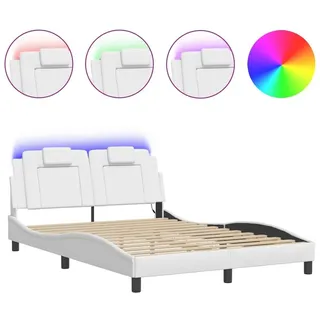 vidaXL Bettgestell mit LED ohne Matratze Weiß 120x200 cm