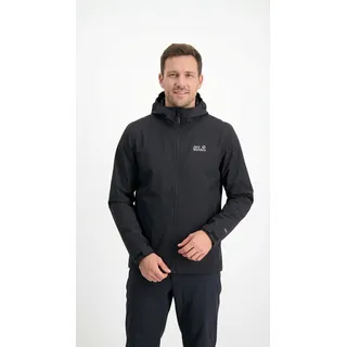 Regenjacke JACK WOLFSKIN "OUTROVERT 2L JKT M", Herren, Gr. S (48), schwarz, Web, Obermaterial: 100% Polyester. Futter: 100% Polyester, unifarben, Basic normal, mit verstellbarem Klettverschluss, Jacken Regenjacke, wasserdicht, atmungsaktiv, Übergangsjacke