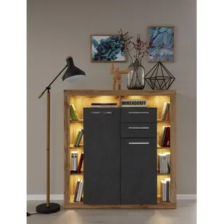 INOSIGN Highboard »Gwendolyn«, (1 St.), Moderner Wohnzimmerschrank mit vielen Ablagen - (B/T/H) 121/40/128 cm, grau