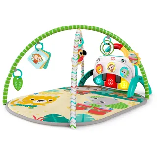 Bright Starts 4-in-1 Groovin’ Kicks Tropical Safari Spieldecke mit Klavier und Trommel, Mehrfarbig