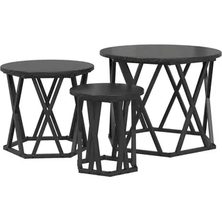 vidaXL Nesting Beistelltisch 3 pcs Schwarz Eichen-Optik - Schwarz