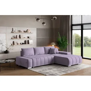 Masseno Ecksofa ALESE R-S mit Schlaffunktion L-Form, Sofa mit Bettkasten, Wohnzimmersofa, Couch, Soffa, Bettsofa, Couchgarnitur- Lila, MONOLITH 62 - Lila