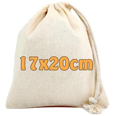 Cottonbagjoe 25 Baumwollbeutel | 17 x 20 cm | Stoffbeutel mit Kordelzug | Adventskalendersäckchen | Lunchsack Kosmetikbeutel | Schmucksäckchen | Zuziehbeutel