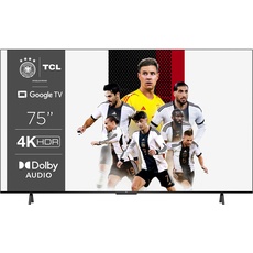 TCL 75P639 75 Zoll (189cm) LED Fernseher, 4K UHD, Smart TV, Google TV, HDR 10, Dynamic Colour Enhancement, 60Hz Motion Clarity, HDMI 2.1, Dolby Audio, Sprachsteuerung, Metallgehäuse, Alexa kompatibel