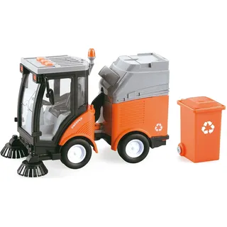 Teorema Giocattoli, Spielzeug-LKW für Kinder, mit Lichtern und Geräuschen, Reibungsbewegung und Mülltonne, Maßstab 1:16, Spielzeugauto, Orange oder Grün