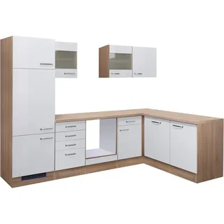 Flex-Well Exclusiv Winkelküche Valero 280 cm ohne E-Geräte Hochglanz Weiß