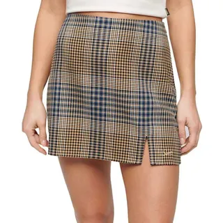 Superdry Check Kurzer Rock - Beige Check Mix - XS