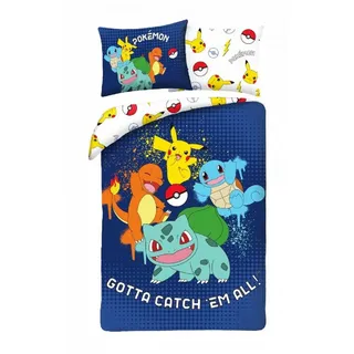 Halantex Pokémon Multicolor Mikrofaser Blau 140 x 200 cm + 70 x 90 cm