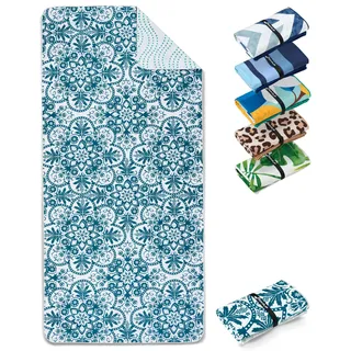 Fit-Flip Strandtuch XXL aus Mikrofaser - leicht und schnelltrocknend - 100% recyceltes Strandhandtuch - kompaktes Handtuch zum Baden - Badetuch (Portugal 200x90cm)