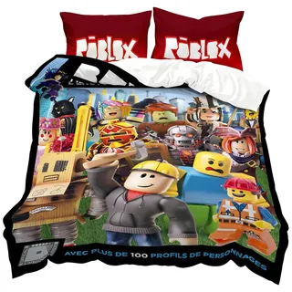 WlsqDE Roblx Bettwäsche 135x200 Jungen, Roblx Bettwäsche, Anime Bettbezug-Set Enthalten 50x75cm Kissenbezug, Microfaser, Angenehm & Weich, für Teens Jungen und Mädchen Bettbezug Kinder