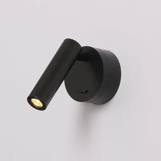 DAWALIGHT Leselampe Wand LED 3W 3000K Bettlampe Schwenkbar Nachttischlampe Wandmontage mit Schalter für Schlafzimmer Hotel Bett. Aluminium, Schwarz