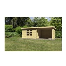 KARIBU Gartenhaus »Bastrup 3«, Holz, BxHxT: 640 x 222 x 297 cm (Außenmaße inkl. Dachüberstand) - beige