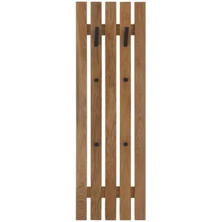Garderobenpaneel , Naturfarben, Schwarz , Holz , Eiche , massiv , 38x120x14 cm , Aufhängemöglichkeit , Garderobe, Garderobenpaneele, Garderobenpaneele