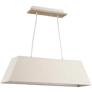 Hängeleuchte , Weiß, Beige , Holz, Metall, Textil , 25x110x90 cm , Lampen & Leuchten, Leuchtenserien