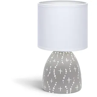Aigostar Tischlampe Keramik Tischleuchte Lampe für Nachttisch Beistelltisch Nachttischlampe Stoffschirm E14 Vintage Retro Lustig
