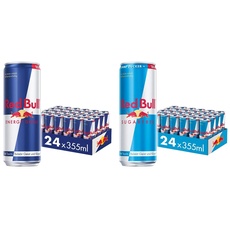 Red Bull Energy Drink Getränke, 24 x 355ml (EINWEG) & Energy Drink Sugarfree - 24er Palette Dosen - Getränke ohne Zucker und kalorienarm, EINWEG (24 x 355 ml)
