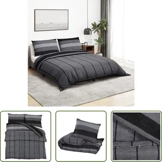 The Living Store Bettwäsche-Set Dunkelgrau 240x220 cm Baumwolle - Grau
