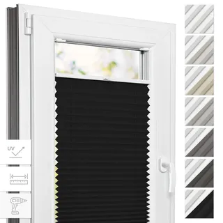 Estika Thermo-Plissee mit Bohren - 70 cm x 200 cm - Farbe: Graphite - Plissee Blickdicht, Fensterrollos für innen, Verdunkelungsplissee, Rollos für Fenster